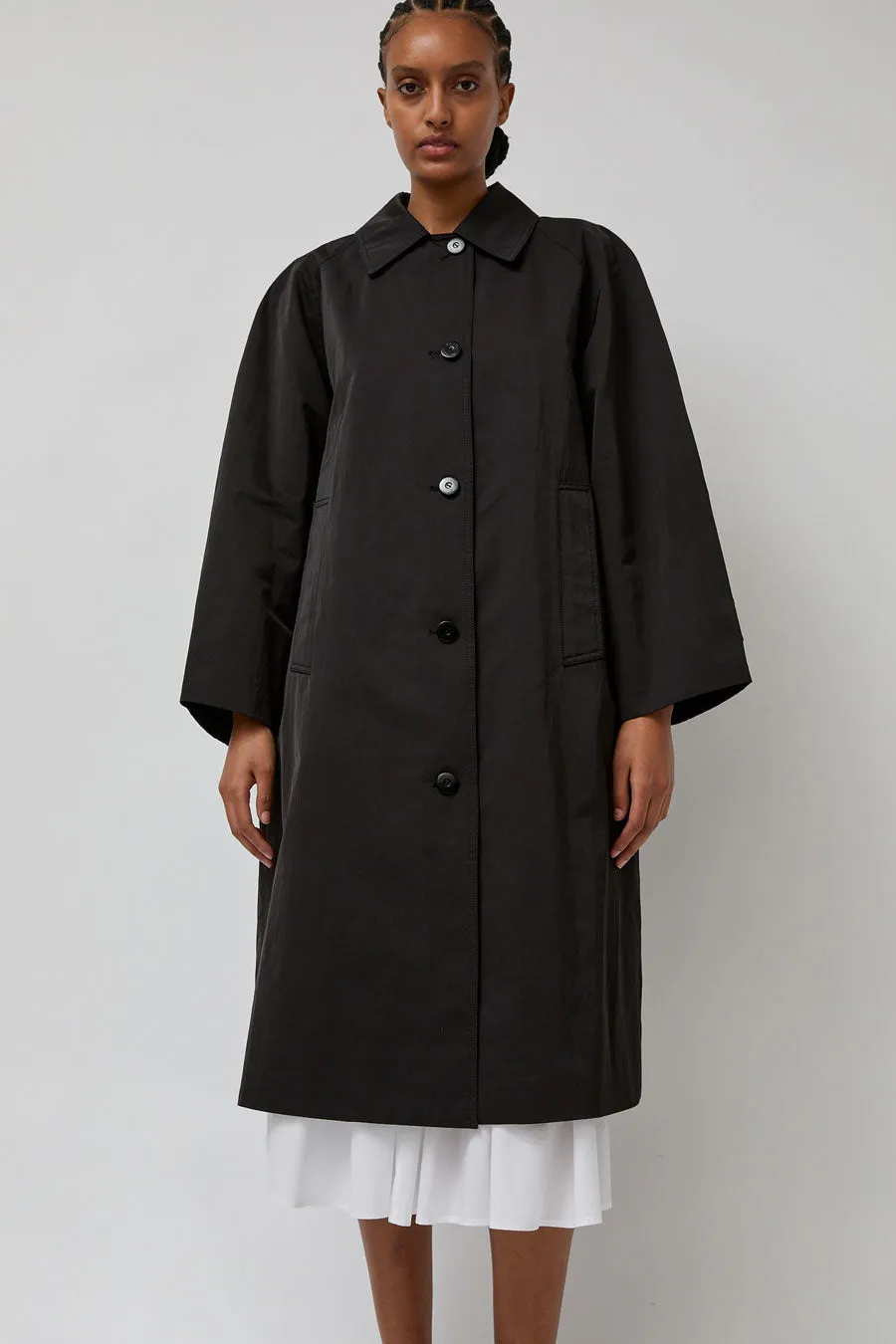 Nothing Written Nylon Volume Balmacaan Trench in Black sold by No. 6 product image thumbnail 5