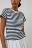 Nothing Written Pippa Stripe Rib T-Shirt in Ivory Navy sold by No. 6