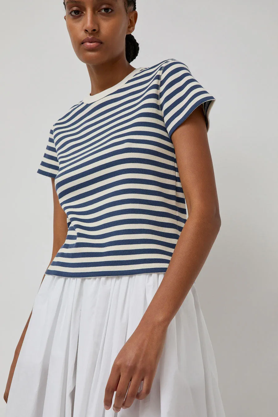 Nothing Written Pippa Stripe Rib T-Shirt in Ivory Navy sold by No. 6