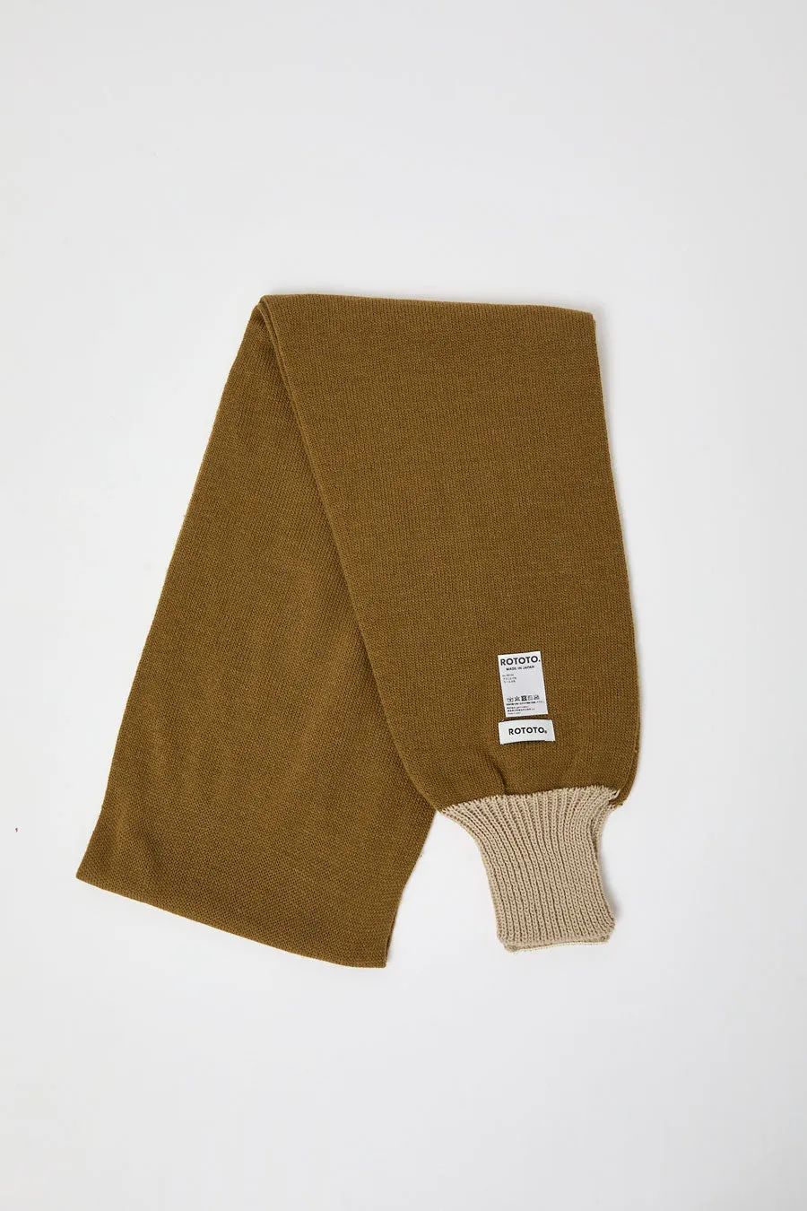 Rototo Sweater Sleeves Scarf in Khaki and Beige sold by No. 6