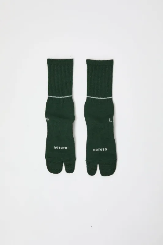Rototo Merino Tabi Socks in Dark Green sold by No. 6