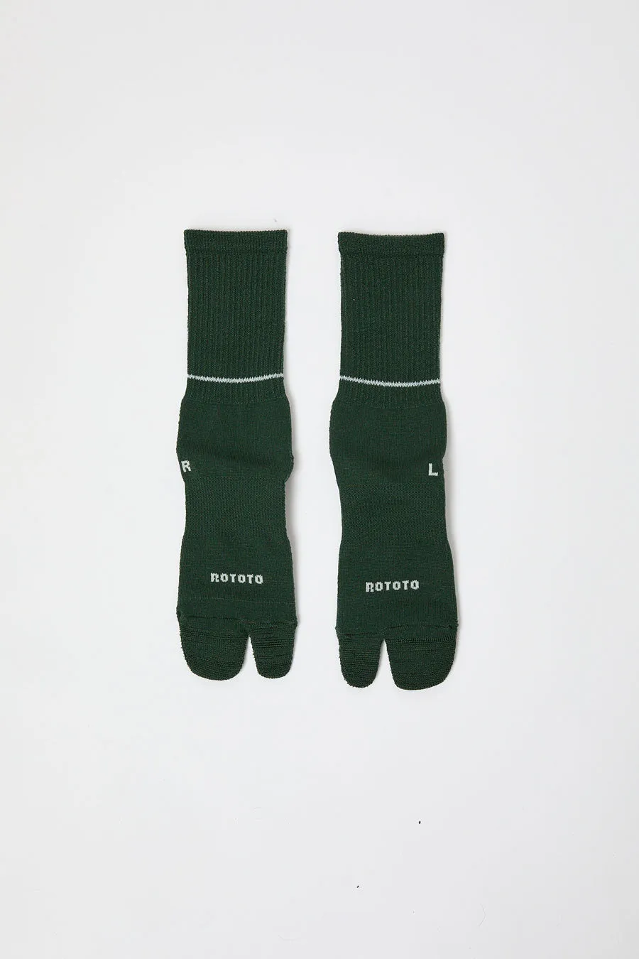 Rototo Merino Tabi Socks in Dark Green sold by No. 6