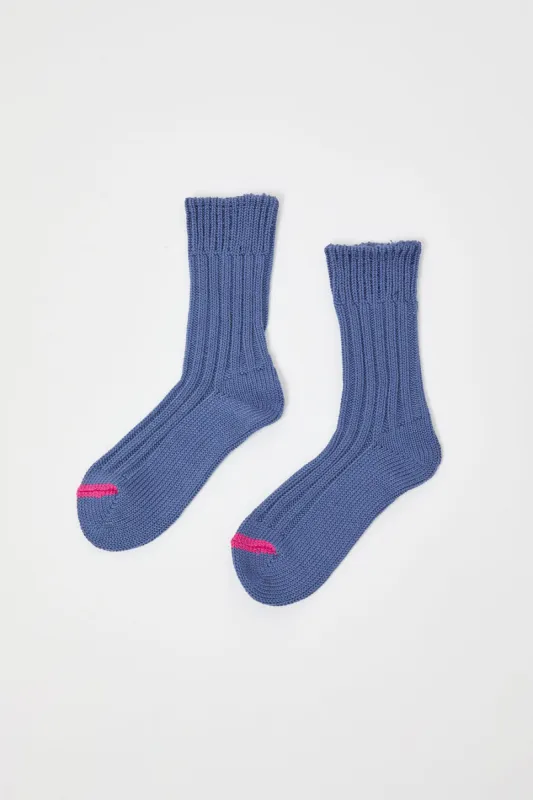 Rototo Chunky Ribbed Socks in Smalt Blue sold by No. 6