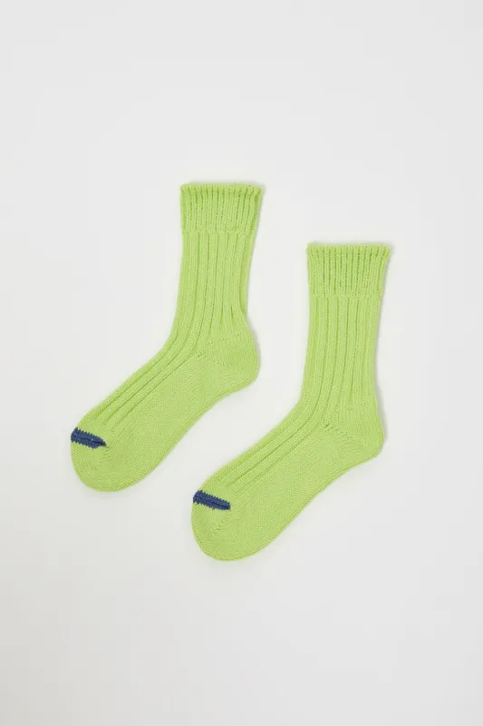Rototo Chunky Ribbed Socks in Lime sold by No. 6