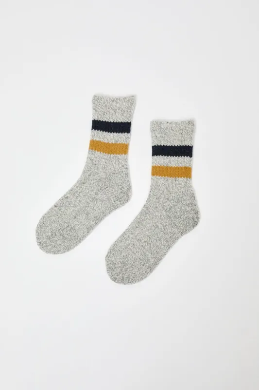 Rototo Tube Socks in Gray Navy and Yellow sold by No. 6