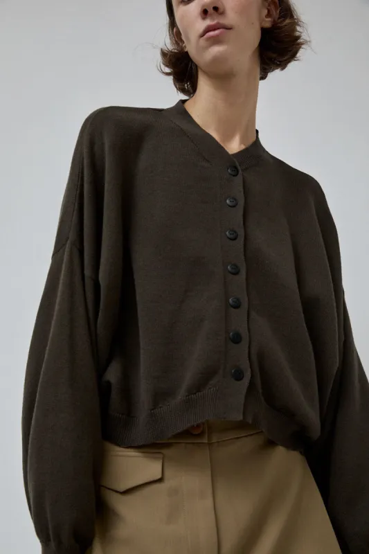 CORDERA Cotton Cashmere Cardigan in Dark Moss sold by No. 6