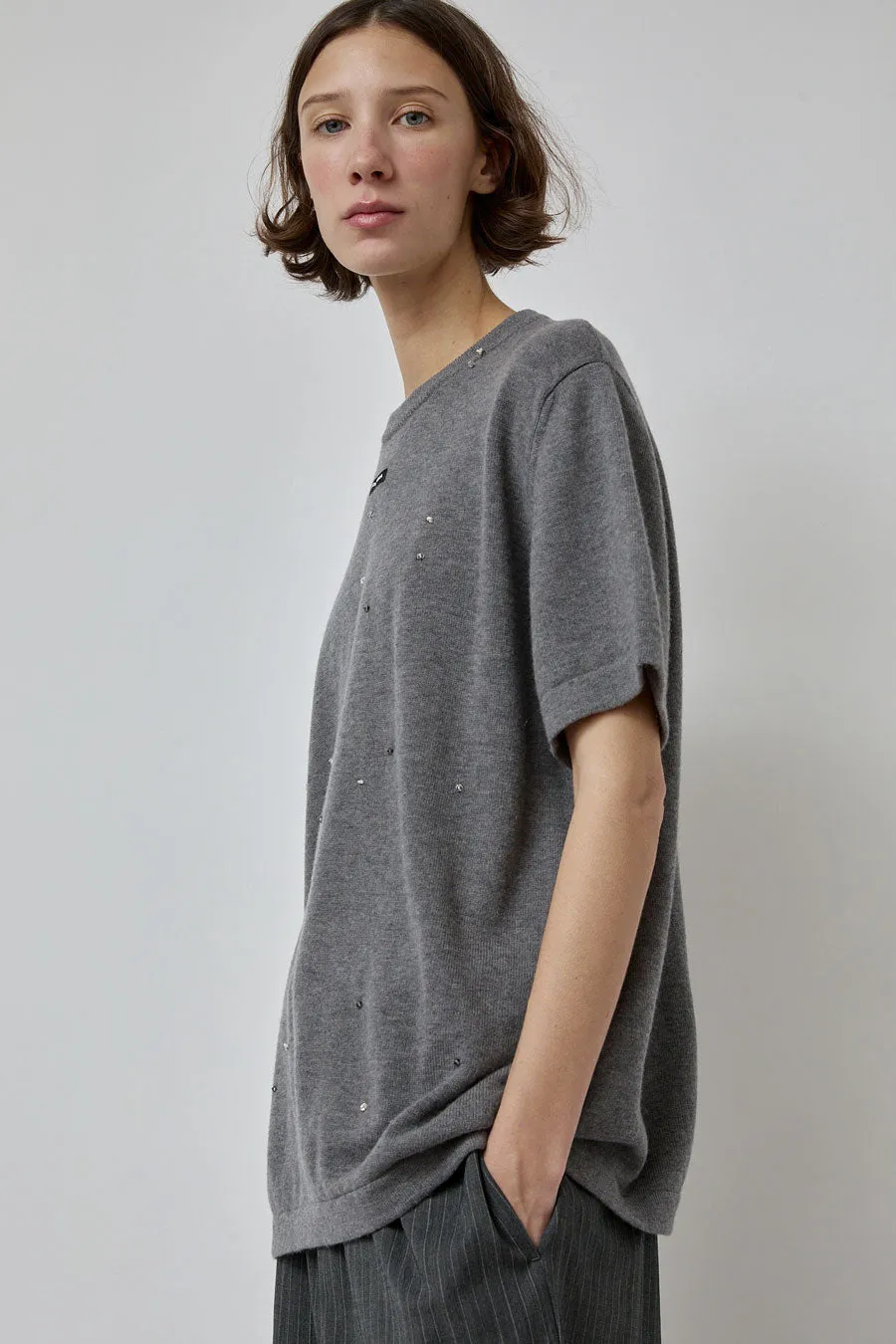 CORDERA Merino Wool Beaded T-Shirt in Grey sold by No. 6 product image thumbnail 4