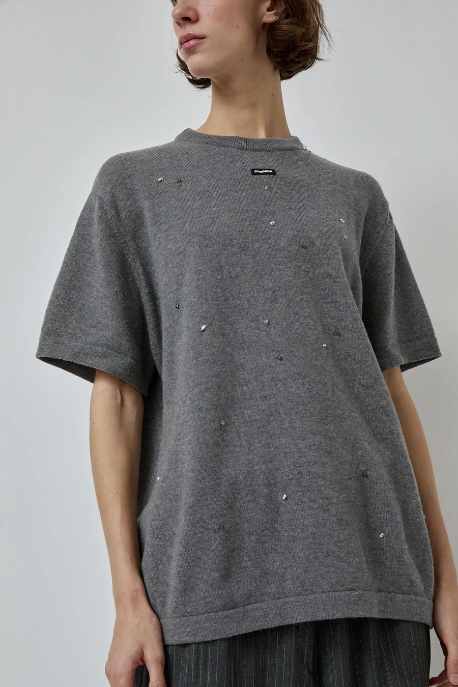 CORDERA Merino Wool Beaded T-Shirt in Grey sold by No. 6