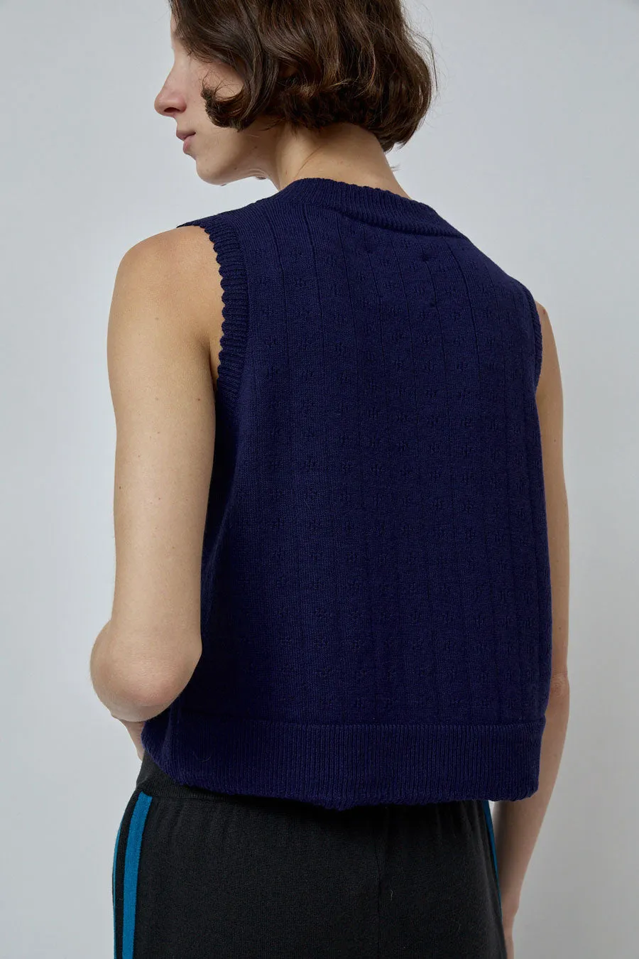 CORDERA Merino Pointelle Waistcoat in Prussian Blue sold by No. 6 product image thumbnail 5