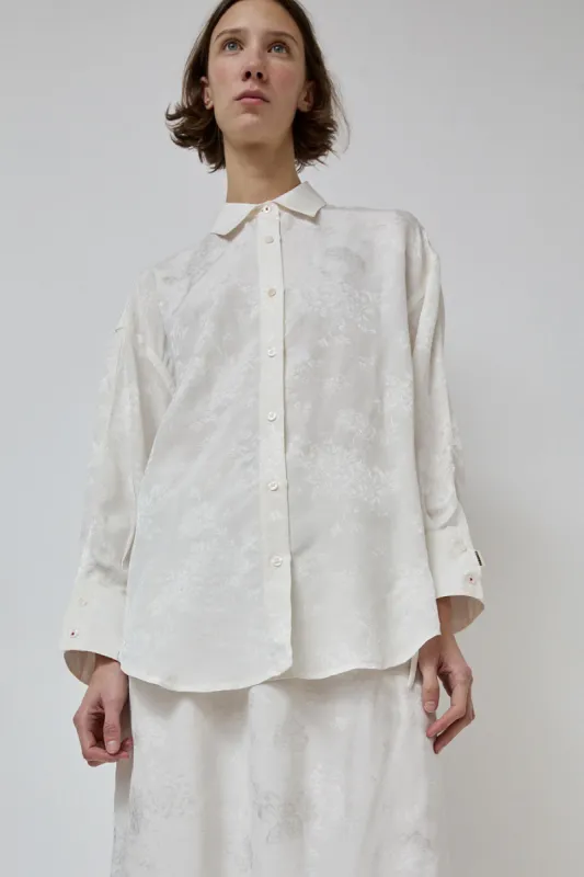 CORDERA Flower Jacquard Shirt in White made by Cordera