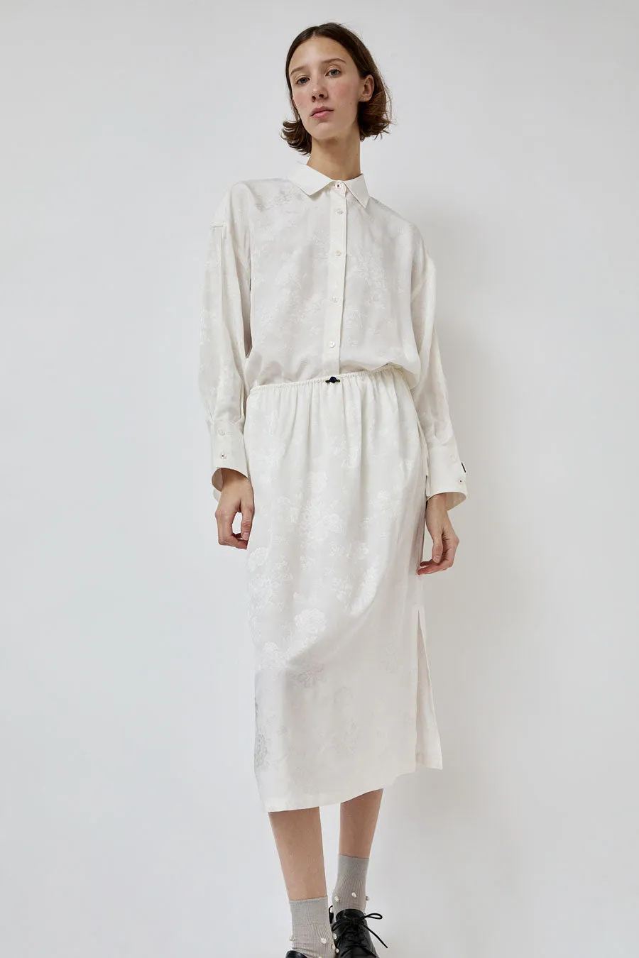 CORDERA Flower Jacquard Skirt in White sold by No. 6