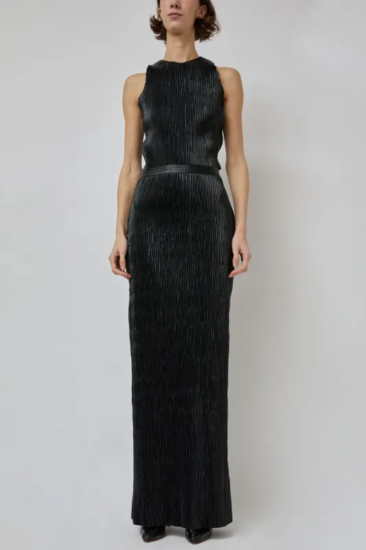 INSHADE Pleated Eco Leather Skirt in Black sold by No. 6