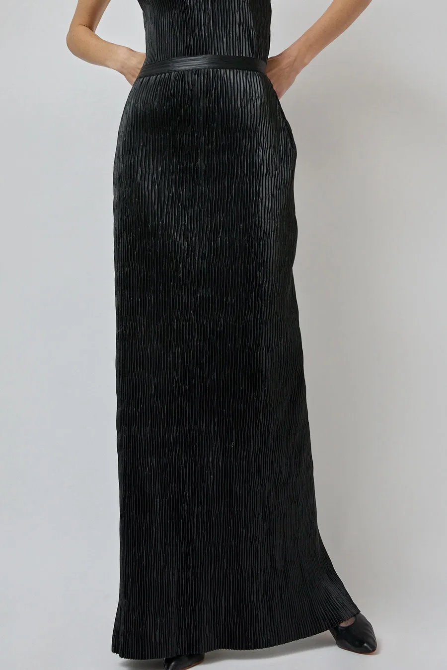 INSHADE Pleated Eco Leather Skirt in Black sold by No. 6 product image thumbnail 4