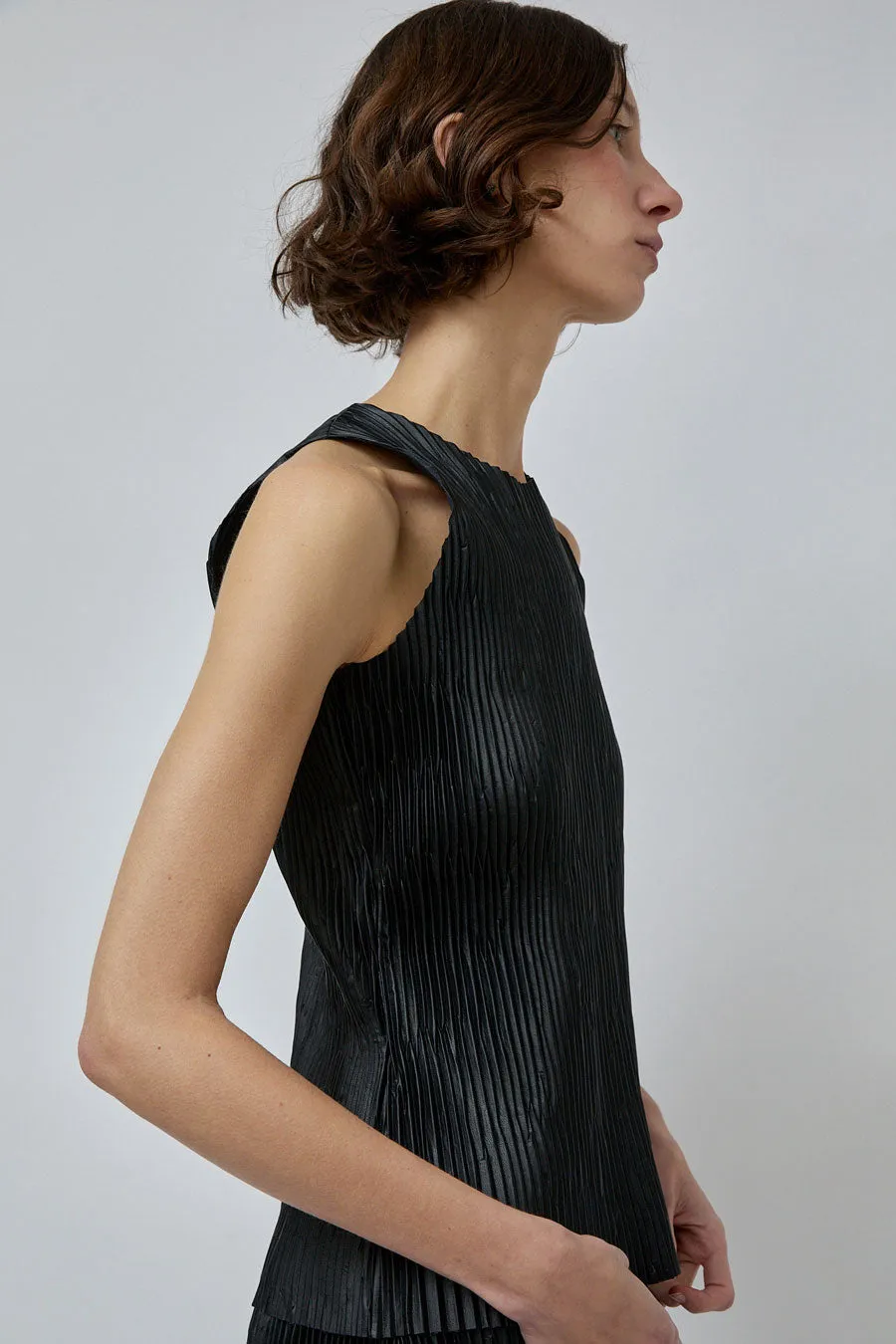 INSHADE Pleated Eco Leather Top in Black sold by No. 6 product image thumbnail 3