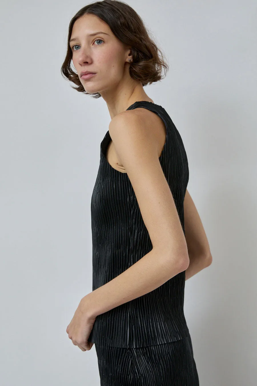 INSHADE Pleated Eco Leather Top in Black sold by No. 6 product image thumbnail 2