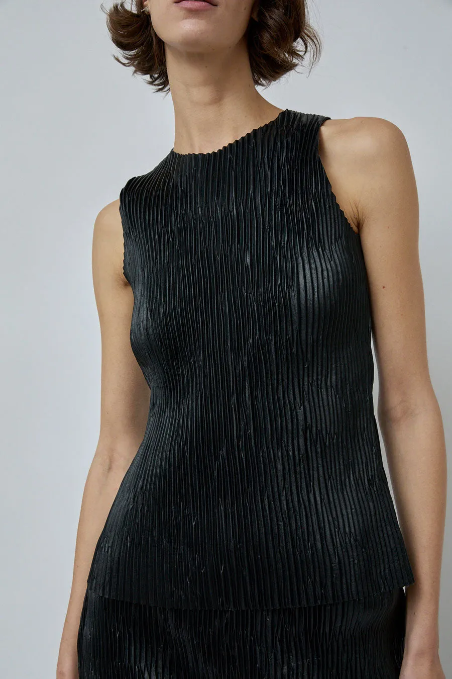 INSHADE Pleated Eco Leather Top in Black sold by No. 6 product image thumbnail 4