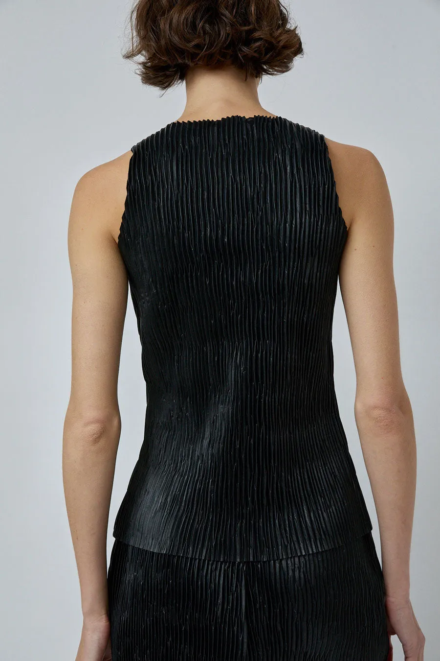 INSHADE Pleated Eco Leather Top in Black sold by No. 6 product image thumbnail 5