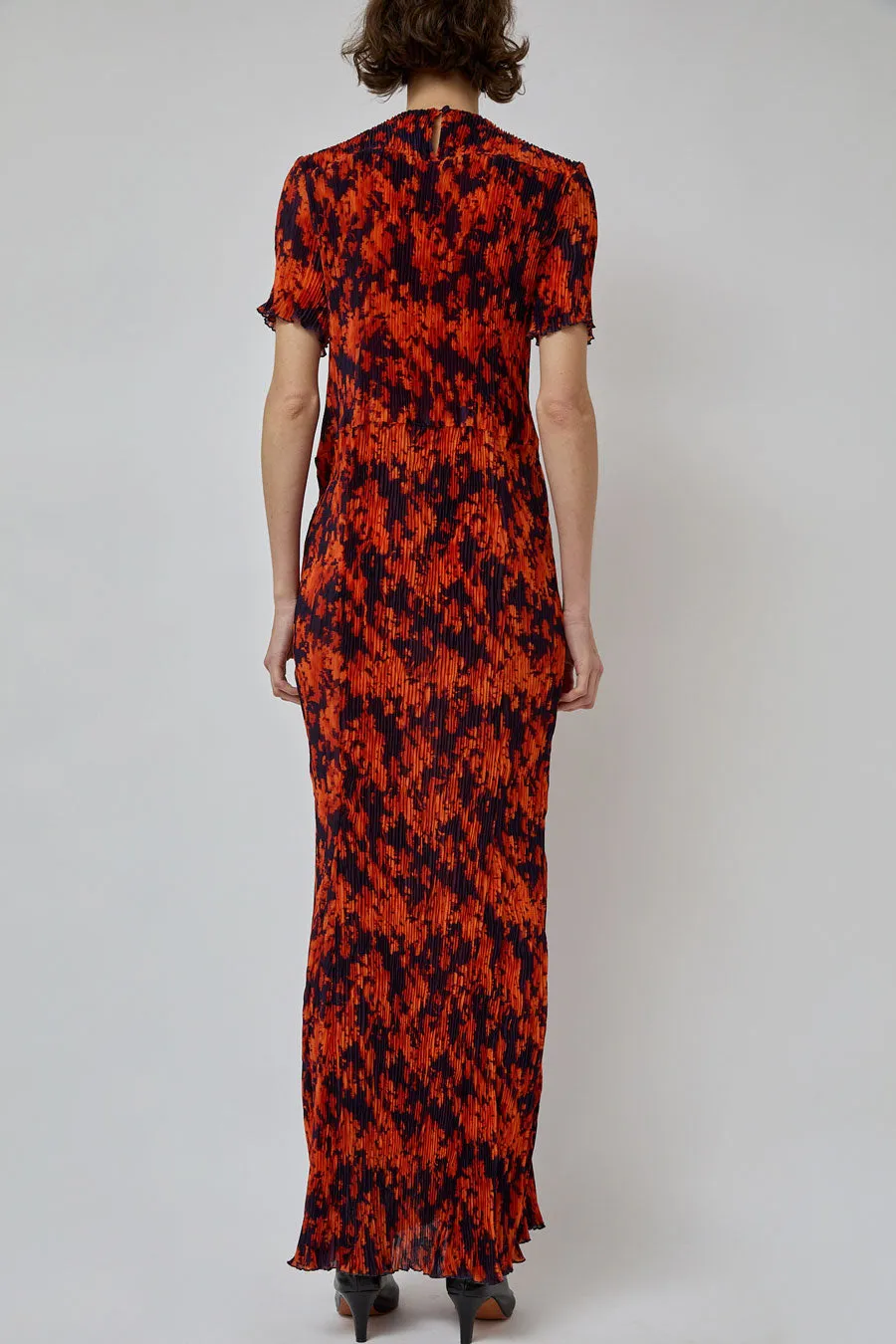 INSHADE Short Sleeve Crimped Chiffon Dress in Red and Bordeaux Floral sold by No. 6 product image thumbnail 5