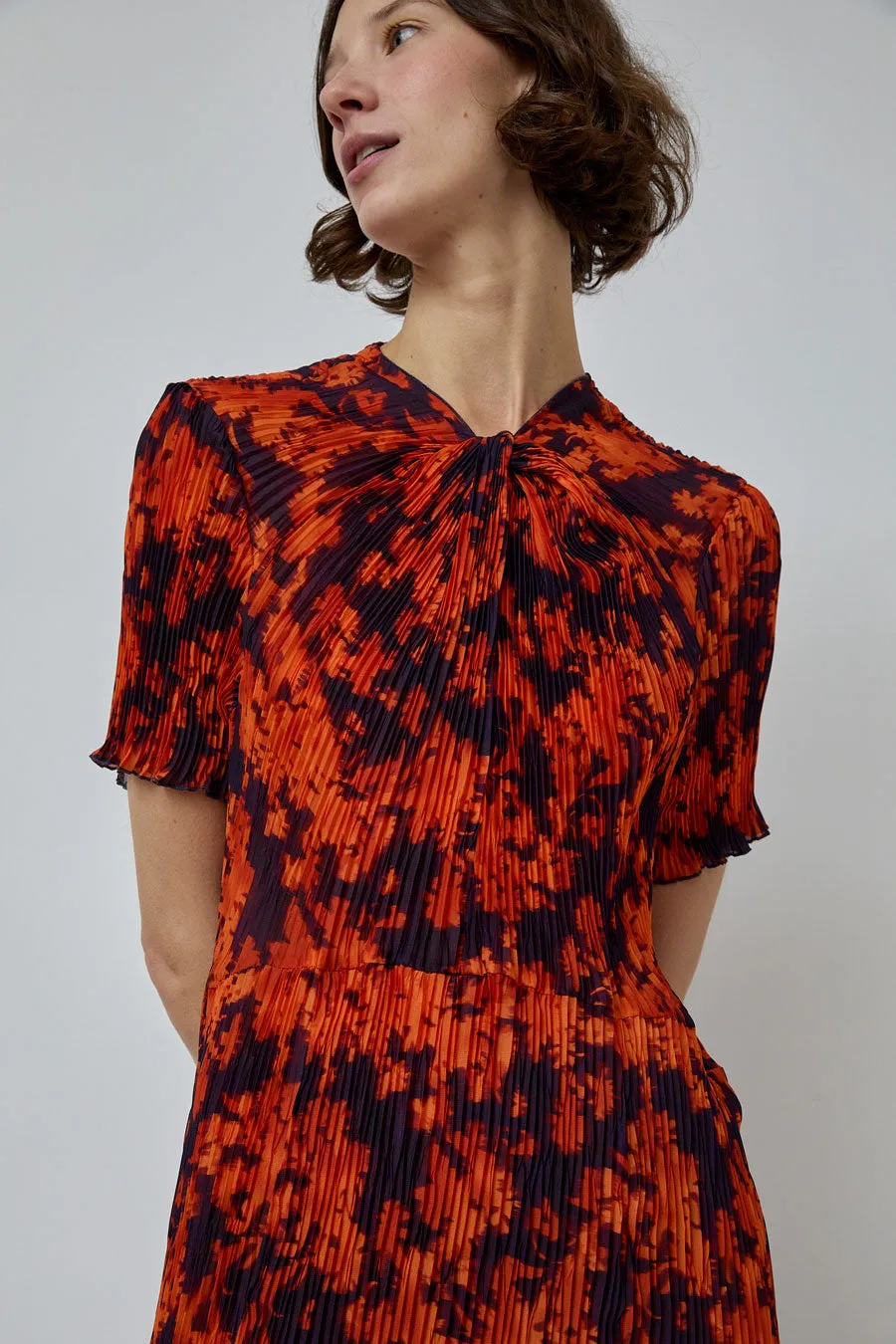 INSHADE Short Sleeve Crimped Chiffon Dress in Red and Bordeaux Floral sold by No. 6 product image thumbnail 3