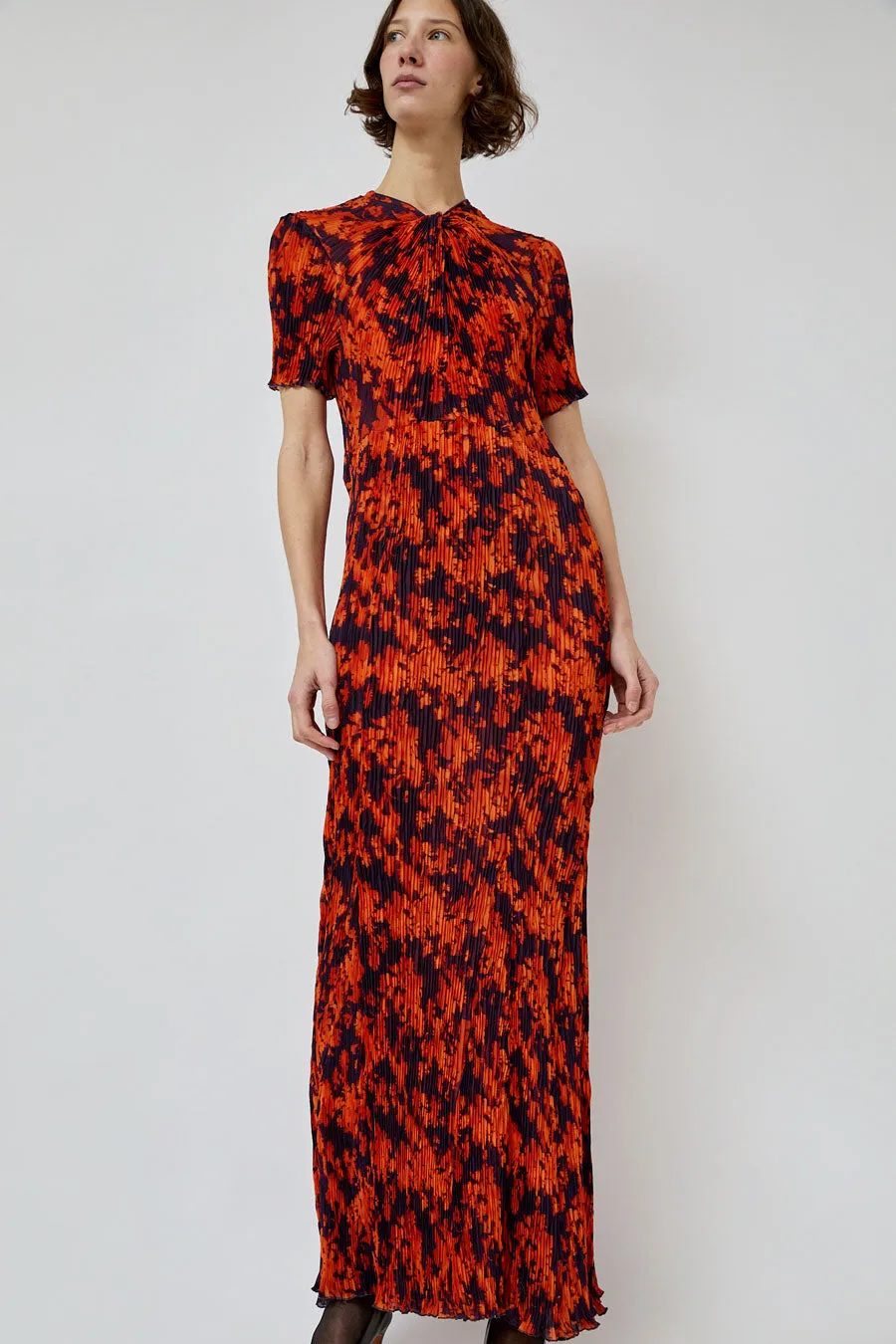 INSHADE Short Sleeve Crimped Chiffon Dress in Red and Bordeaux Floral sold by No. 6 product image thumbnail 4