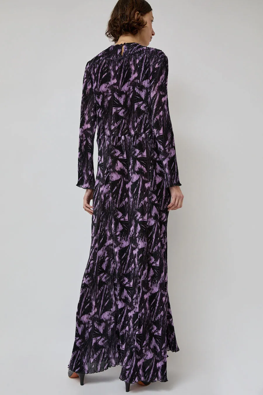 INSHADE Long Sleeve Crimped Chiffon Dress in Lilac and Black Abstract sold by No. 6 product image thumbnail 4