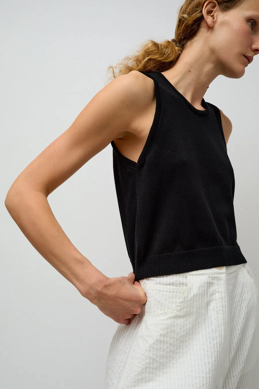 CORDERA Cotton Cropped Tank in Black sold by No. 6 product image thumbnail 5