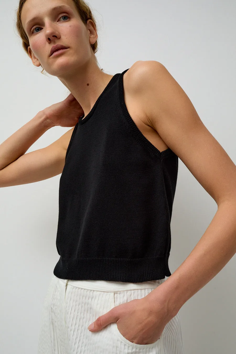 CORDERA Cotton Cropped Tank in Black sold by No. 6 product image thumbnail 3