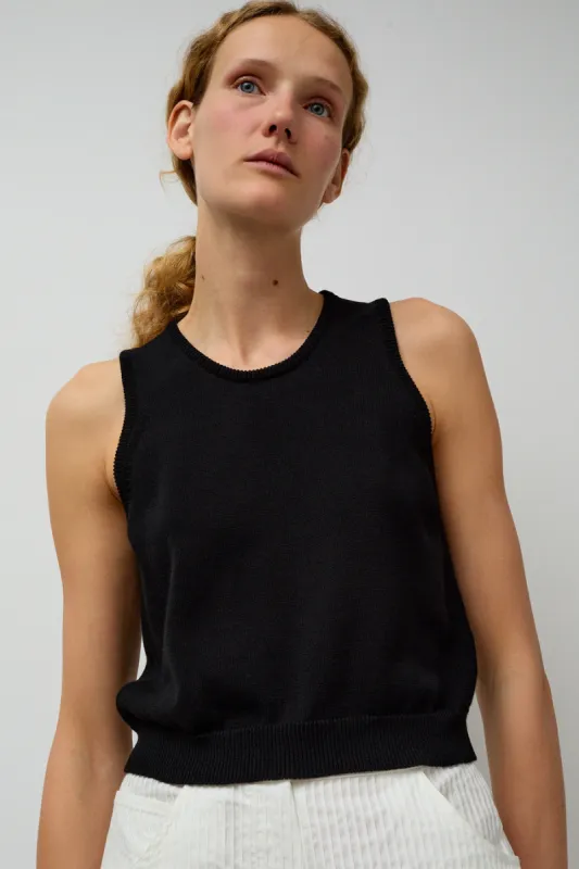 CORDERA Cotton Cropped Tank in Black sold by No. 6