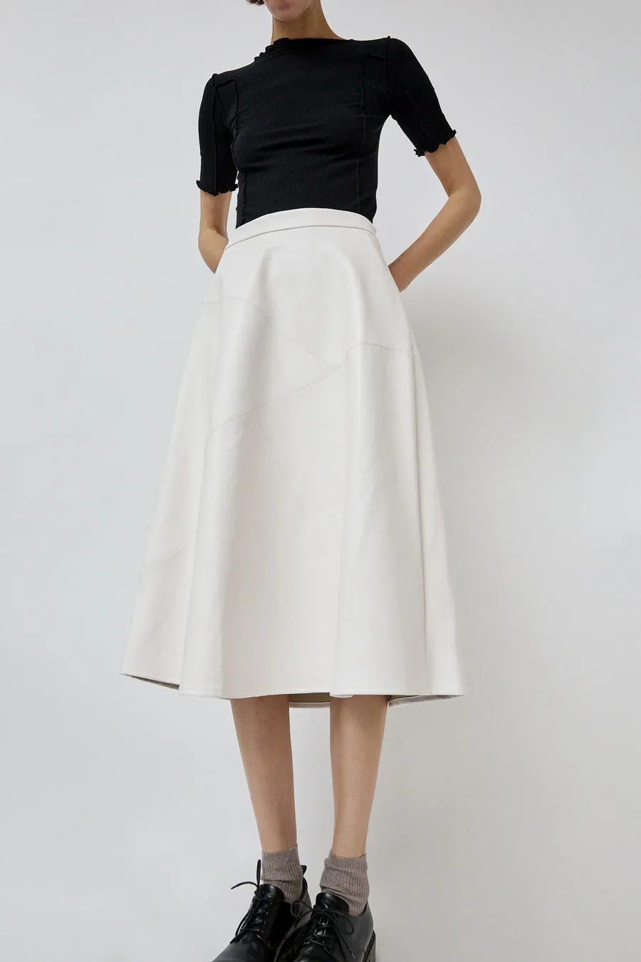 No.6 Lucy Patchwork Skirt in White Faux Leather sold by No. 6 product image thumbnail 4