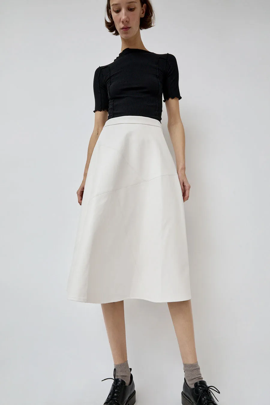 No.6 Lucy Patchwork Skirt in White Faux Leather sold by No. 6