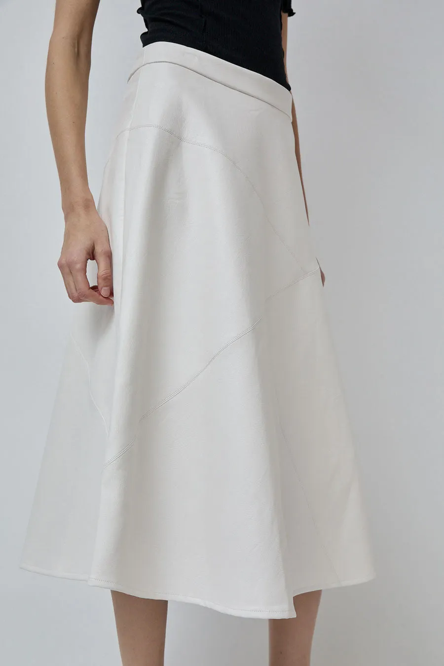 No.6 Lucy Patchwork Skirt in White Faux Leather sold by No. 6 product image thumbnail 2