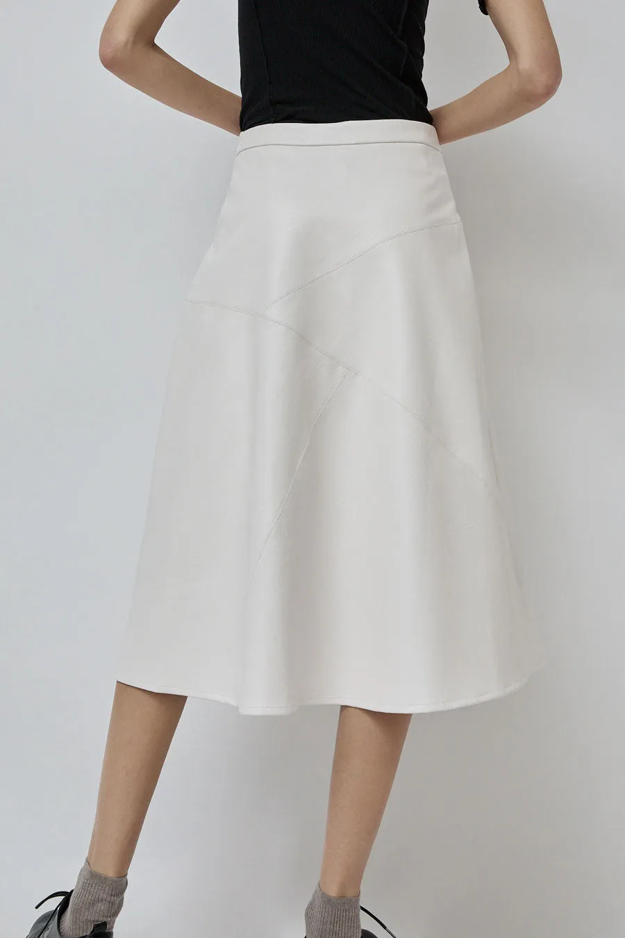 No.6 Lucy Patchwork Skirt in White Faux Leather sold by No. 6 product image thumbnail 5