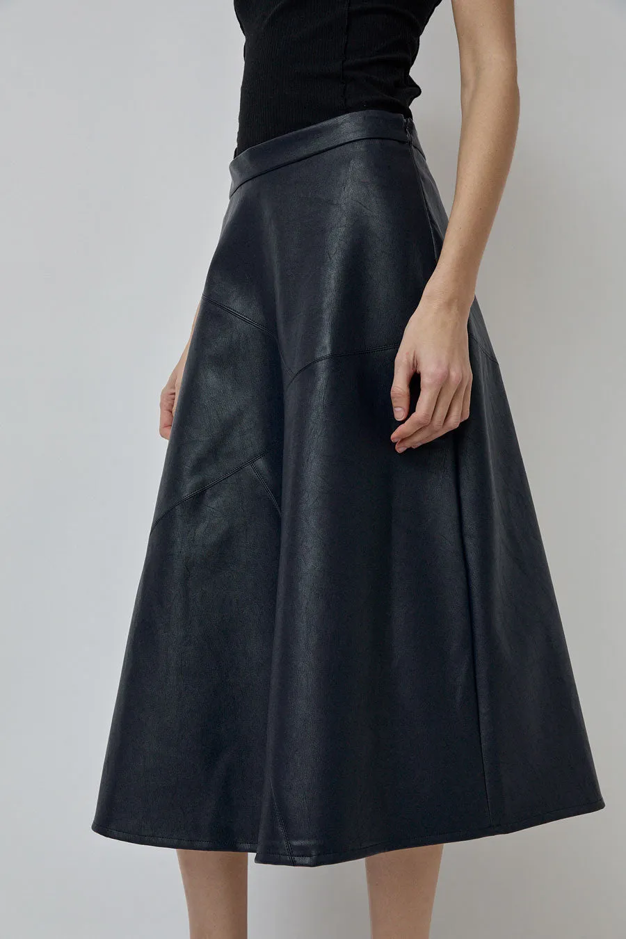 No.6 Lucy Patchwork Skirt in Navy Faux Leather sold by No. 6 product image thumbnail 3