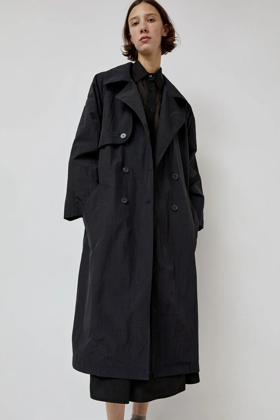 No.6 Peterman Trench in Black sold by No. 6