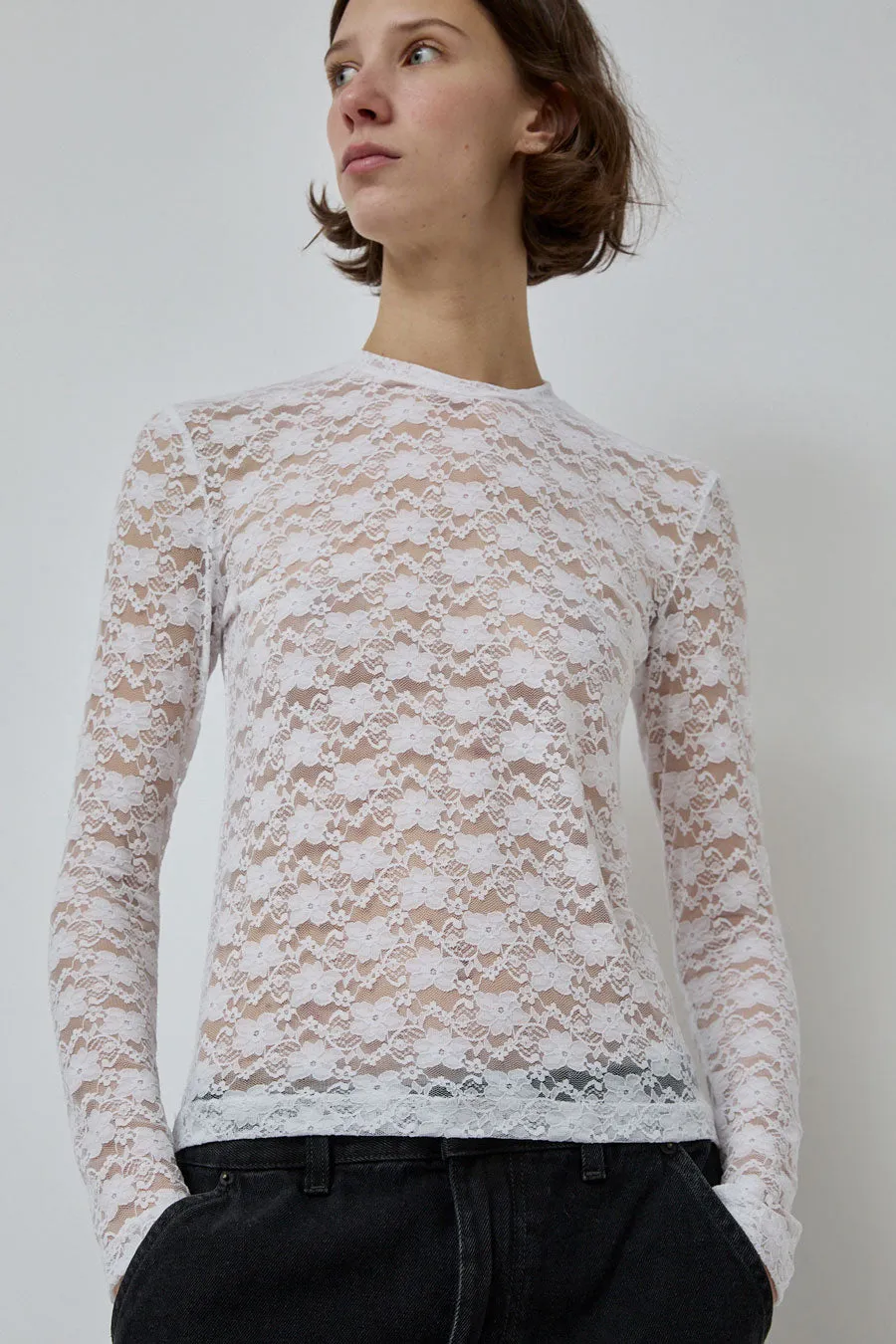 No.6 Ash Tee in White Lace sold by No. 6