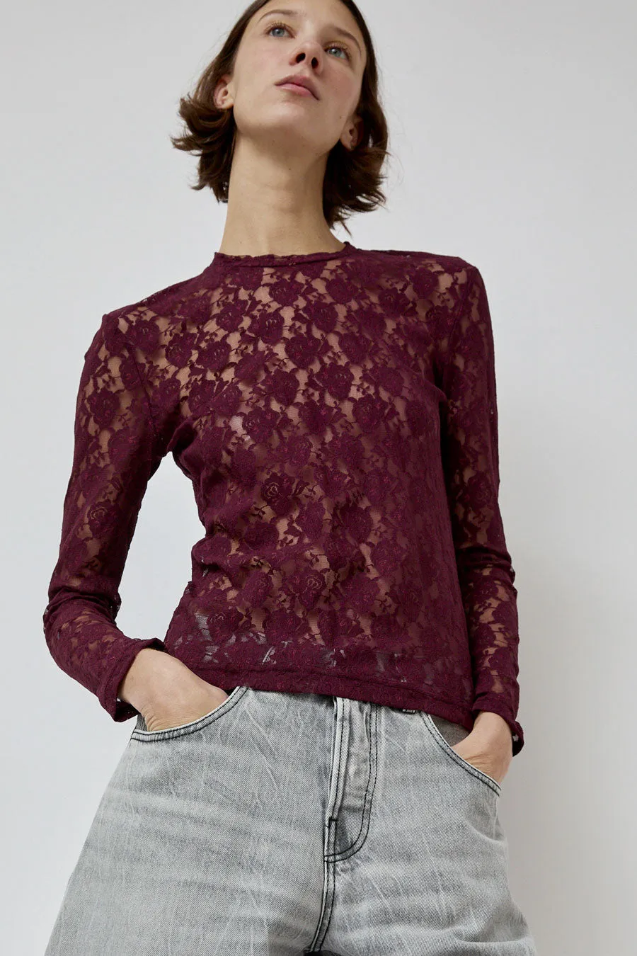 No.6 Ash Tee in Bordeaux Lace sold by No. 6