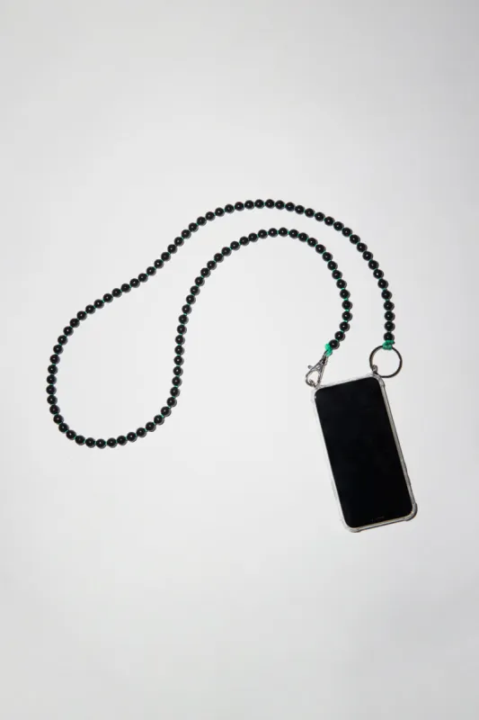 Ina Seifart Handykette Iphone Necklace in Black with Green Thread sold by No. 6
