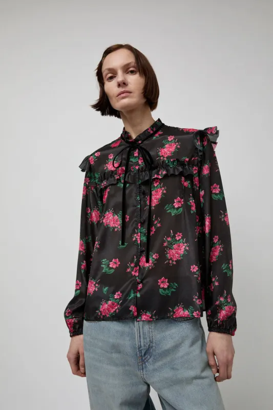 StandAlone Sheer Fringe Blouse in Roses sold by No. 6