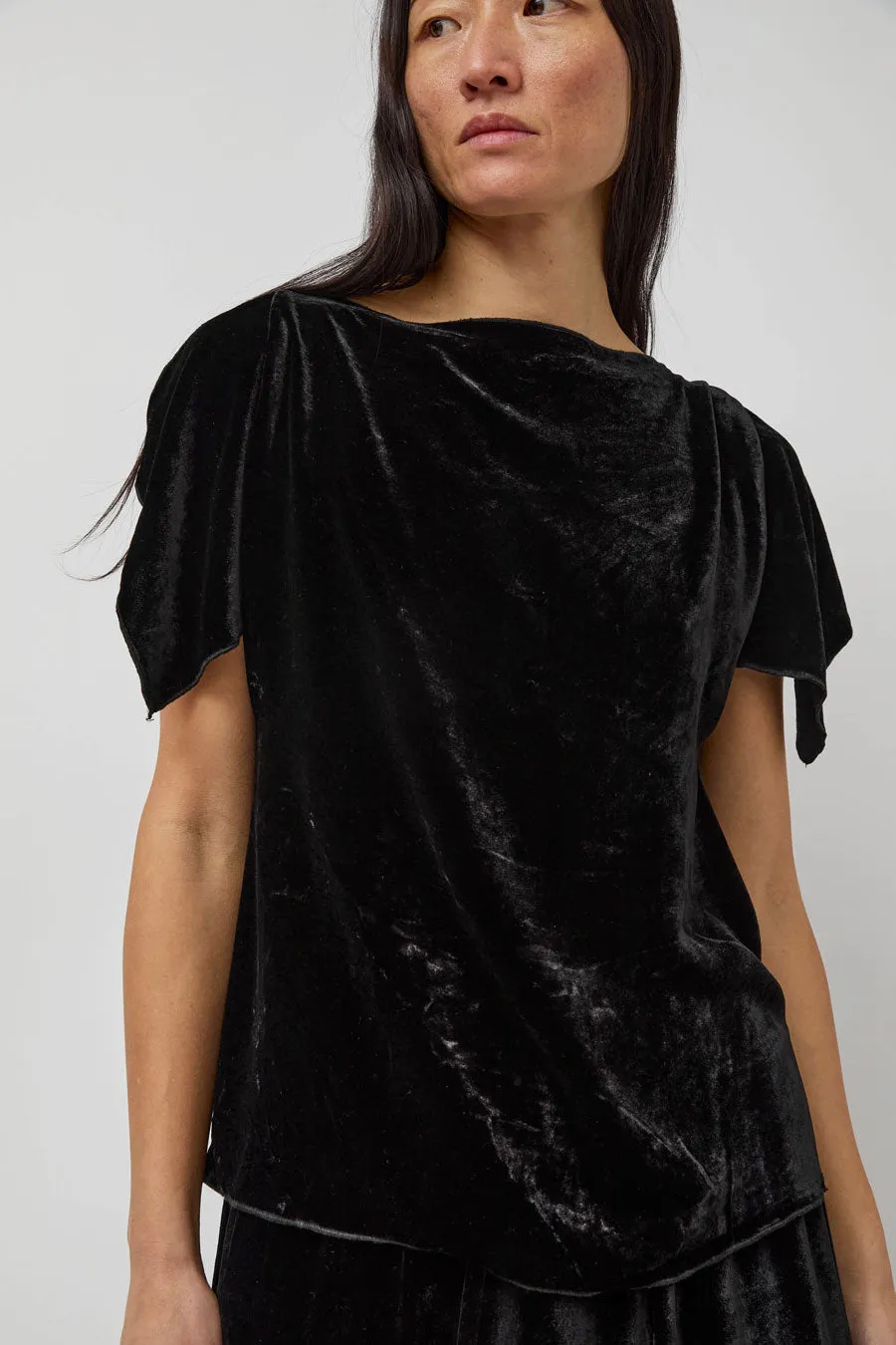 Baserange Olin Top in Black Velvet sold by No. 6