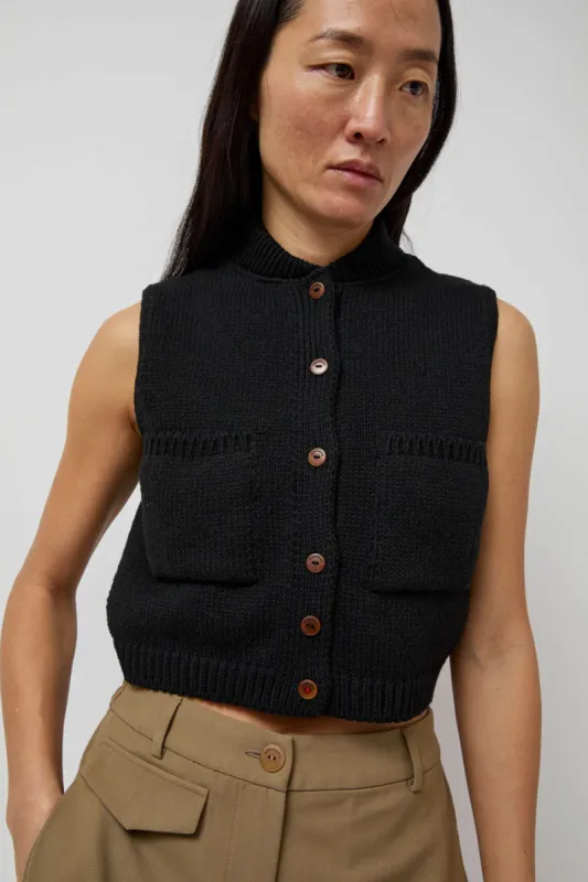 CORDERA Cotton Waistcoat in Black sold by No. 6