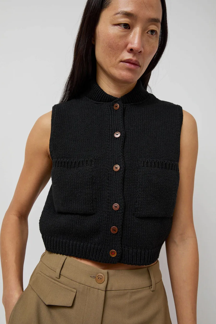 CORDERA Cotton Waistcoat in Black sold by No. 6