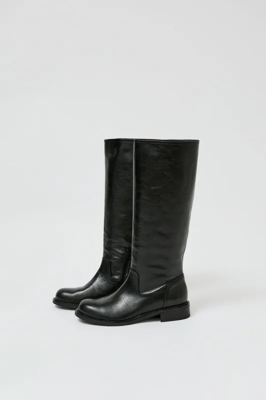 No.6 Knee High Roper Boot in Nero sold by No. 6