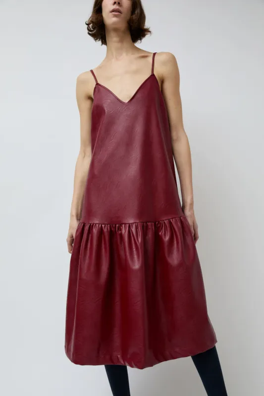 No.6 Cologne Ruffle Dress in Bordeaux Faux Leather made by No. 6