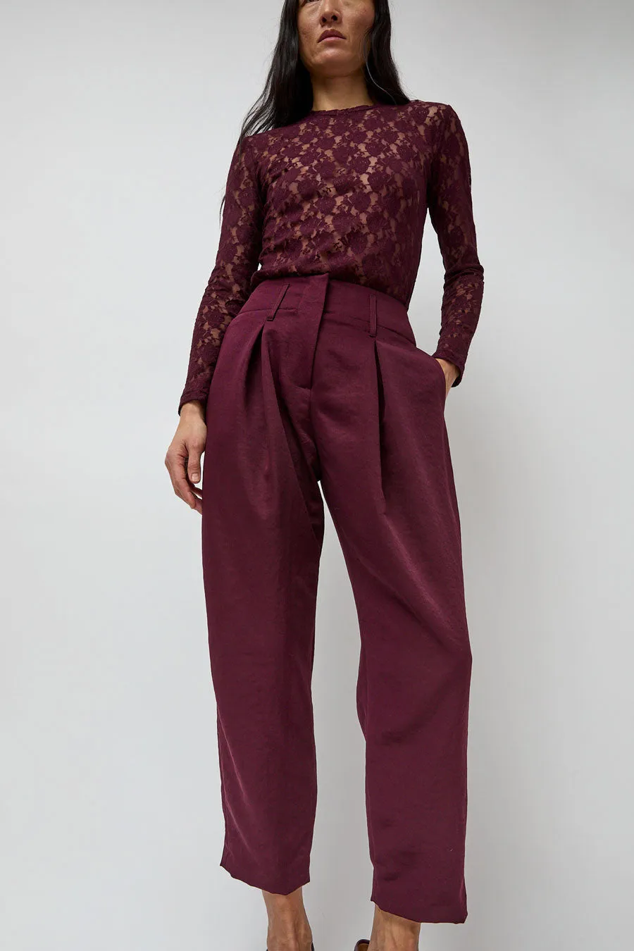 No.6 Hollis Pant in Wine sold by No. 6