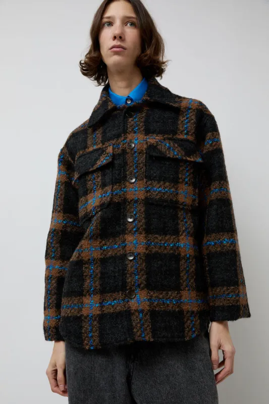 No.6 Wilson Jacket in Brown Black and Blue Plaid Boucle sold by No. 6