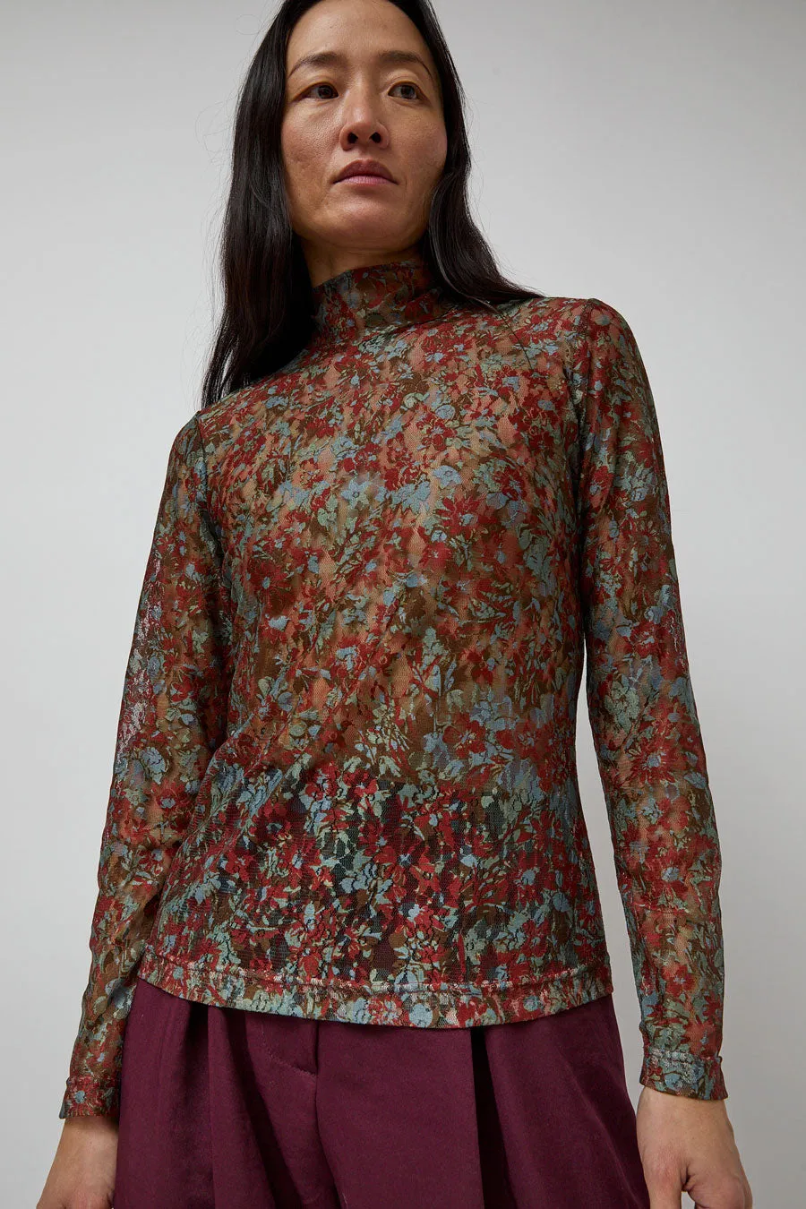 No.6 Rosa Turtleneck in Wine Garden Lace sold by No. 6