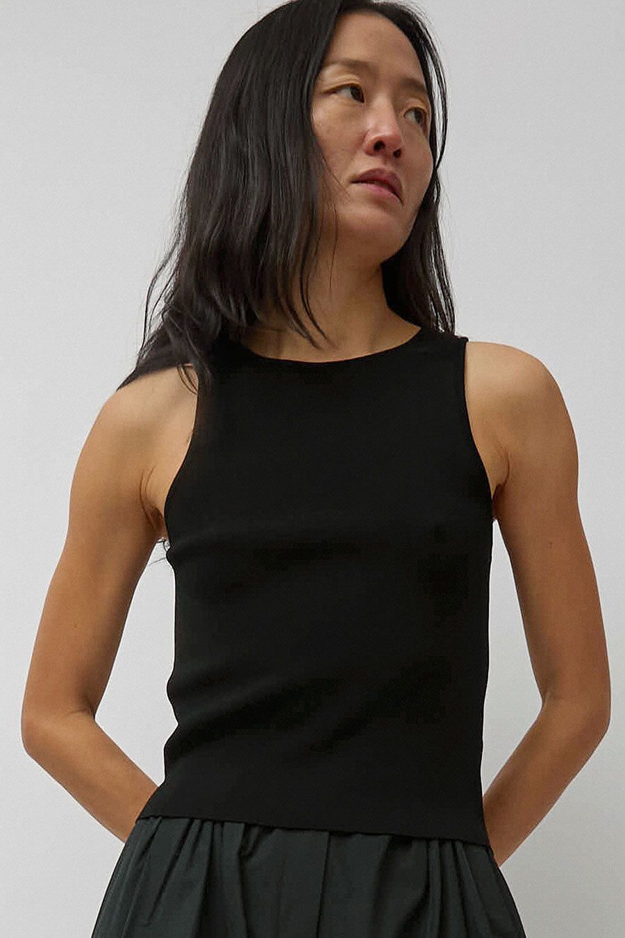 Amomento Cut-Out Sleeveless Top in Black sold by No. 6