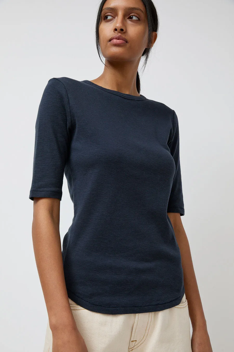 YMC Charlotte Short Sleeve Top in Navy sold by No. 6