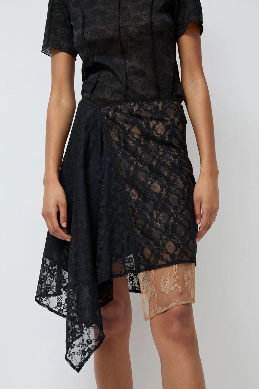 Anggae Layered Lace Skirt in Black sold by No. 6
