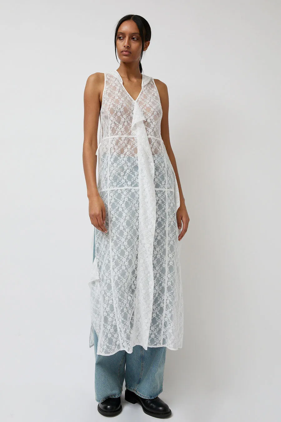 Anggae Lace Hooded Layering Dress in White sold by No. 6
